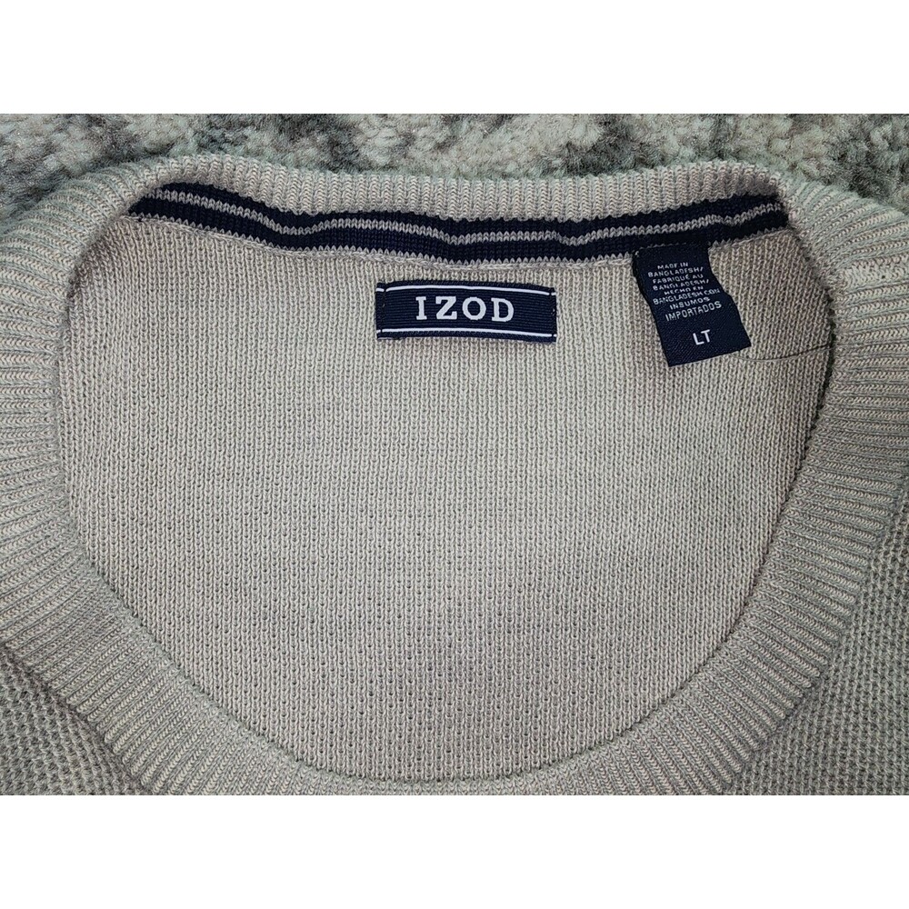 IZOD Honeycomb Crewneck Sweater Men's LT Ivory Pullover Knit Casual NWT - Picture 5 of 6